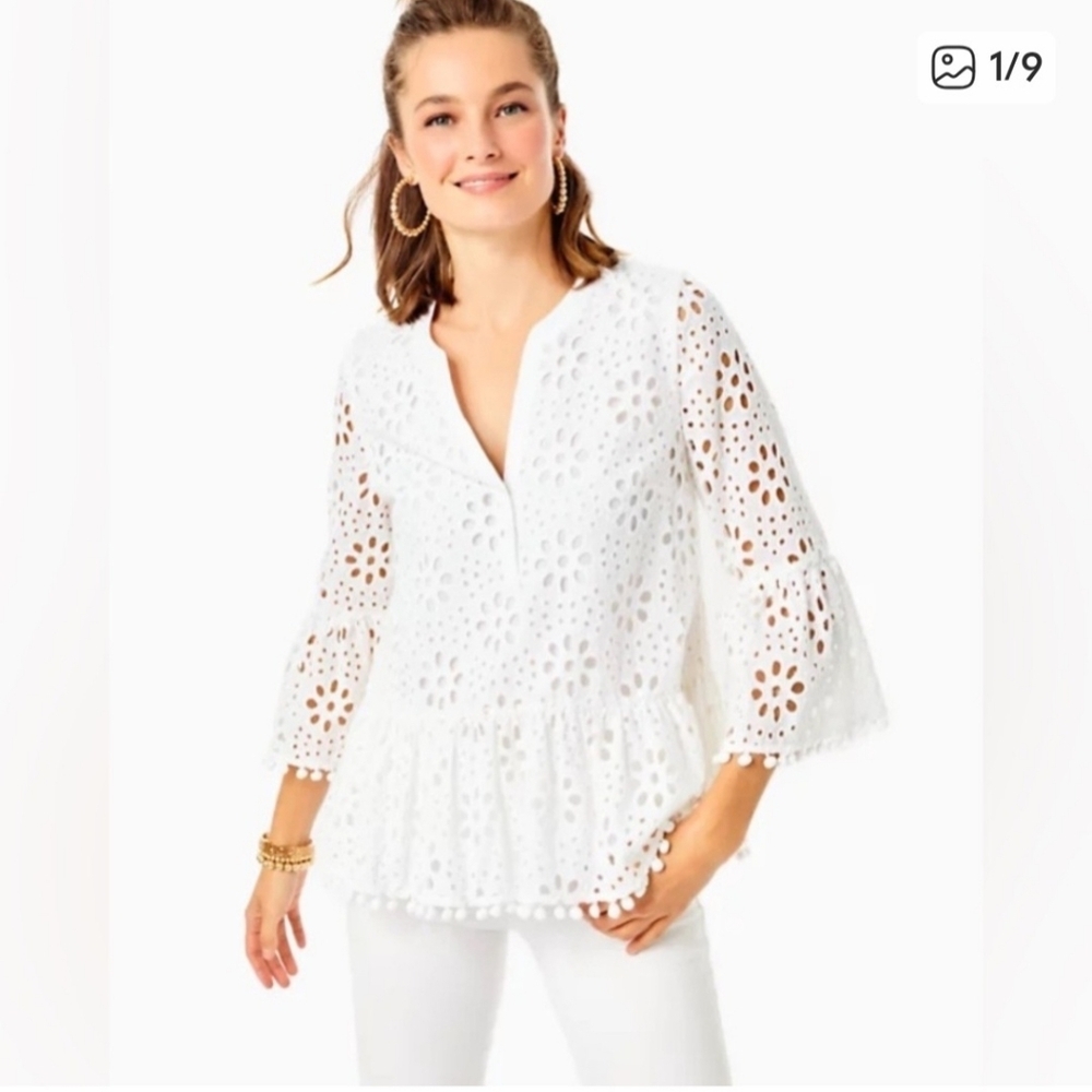 Lilly Pulitzer Bekah Eyelet Top Size S